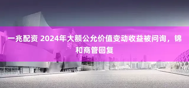 一兆配资 2024年大额公允价值变动收益被问询，锦和商管回复