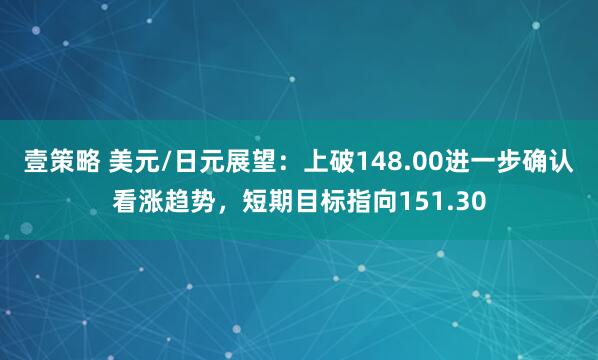 壹策略 美元/日元展望：上破148.00进一步确认看涨趋势，短期目标指向151.30